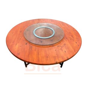 bàn tròn mặt gỗ ghép thanh đường kính 160cm