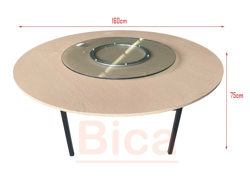 bàn tròn mặt gỗ MDF đường kính 160cm