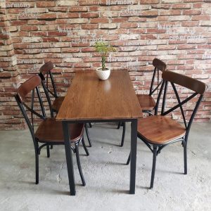 Bộ bàn ghế nhà hàng chữ x 1 bàn 4 ghế