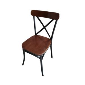 Ghế nhà hàng chữ X khung sắt mặt gỗ